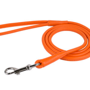 Vodítko kožené Glamour Round – oranžové (122cm/13mm)