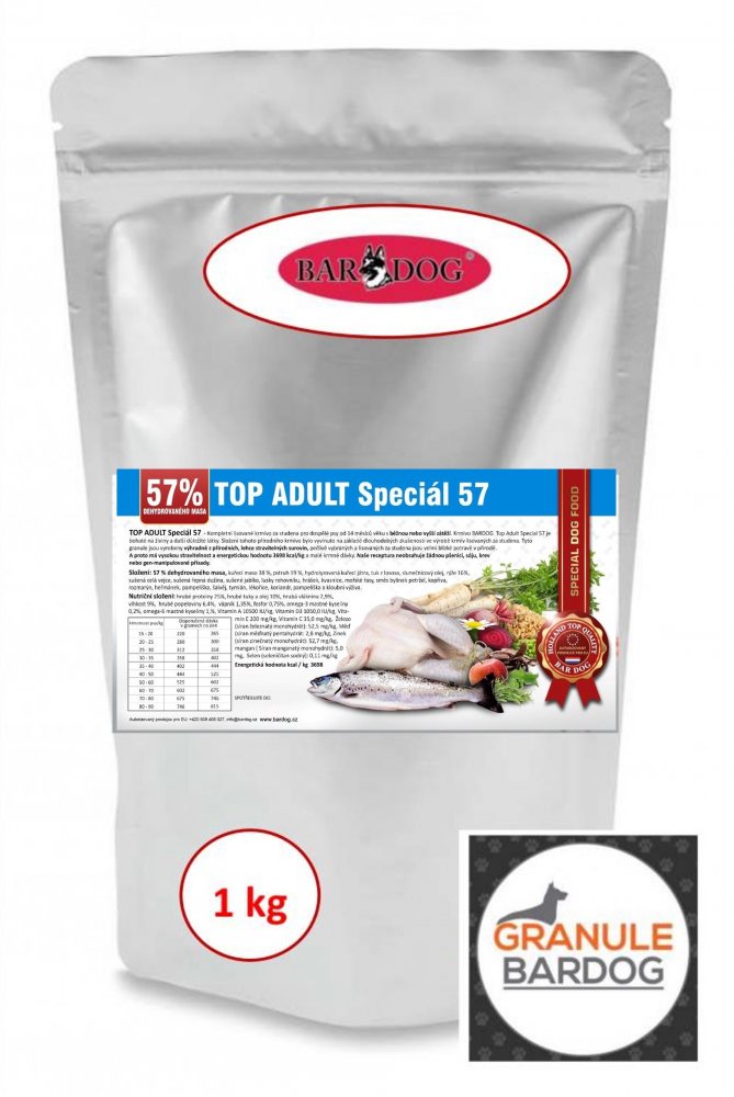 Granule Bardog Lisované granule BARDOG TOP ADULT Speciál 57 - 1 kg Granule Bardog Lisované granule BARDOG TOP ADULT Speciál 57 - 1 kg