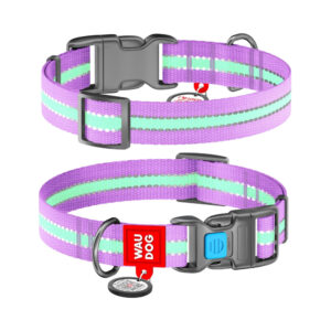 WAUDOG obojek nylonový Glow fialový QR (33-49cm/2,5cm)
