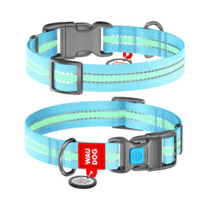 WAUDOG obojek nylonový Glow modrý QR (33-49cm/2,5cm)
