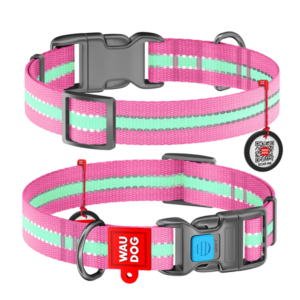 WAUDOG obojek nylonový Glow růžový QR (28-40cm/2,0cm)