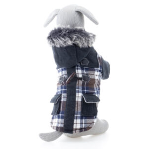 Vsepropejska Tobi károvaná bunda pro psa Barva: Černá, Délka zad (cm): 41, Obvod hrudníku: 50 – 54 cm