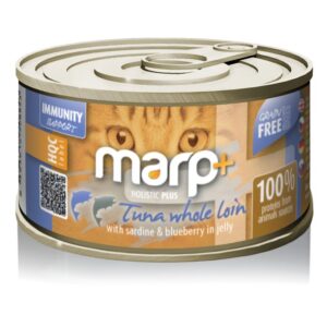 Marp Holistic Plus konzerva pro kočky – Tuňák se sardinkami a borůvkami v želé 70g