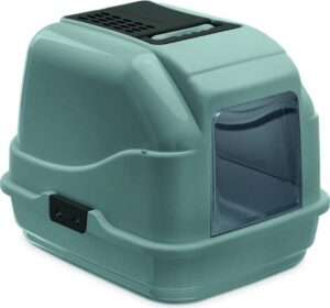 IMAC Krytý kočičí záchod z recyklovaného plastu s uhlíkovým filtrem a lopatkou - zelený - D 50 x Š 40 x V 40 cm