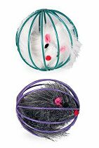 Hračka kočka Koule drátěná s plyšovou myší 6cm KAR MEGASLEVA