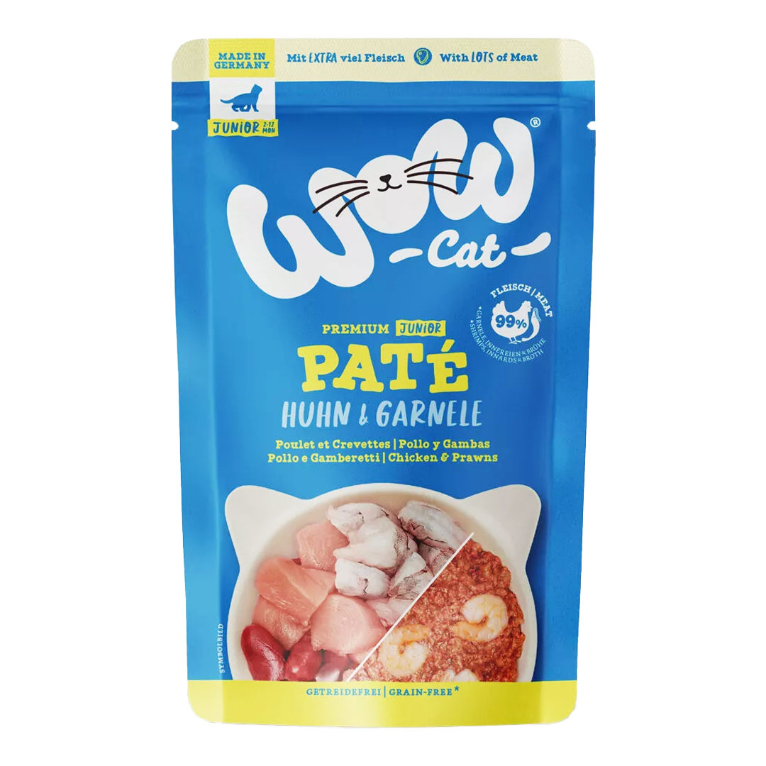 WOW Cat kapsička Paté Kuře s krevetami Junior 125g WOW Cat kapsička Paté Kuře s krevetami Junior 125g