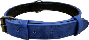 Petify Kožený obojek pro psa Woof modrý Velikost: XS