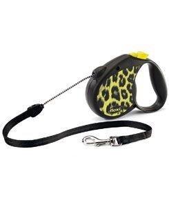 Vodítko FLEXI Safari leopard M lanko 5m/20kg žlutá