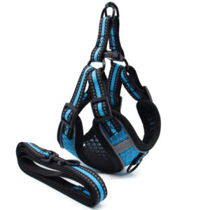 Vsepropejska Hardy postroj s vodítkem pro psa | 32 – 78 cm Barva: Modrá, Obvod hrudníku: 41 – 51 cm