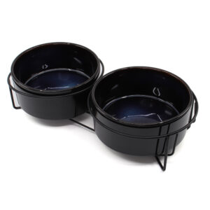 Vsepropejska Doris dvojitá keramická miska pro psa či kočku Barva: Černá, Rozměr (cm): 15
