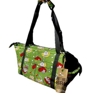 Huhubamboo Taska M  zelená kočka  22 x 33 cm