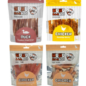 HUHUbamboo .Huhu Bamboo Dog Sušené pamlsky kachna + kuře 4x 250 g