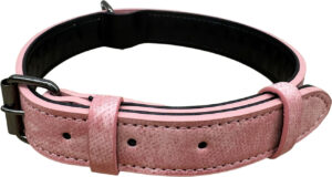 Petify Kožený obojek pro psa Woof růžový Velikost: XS