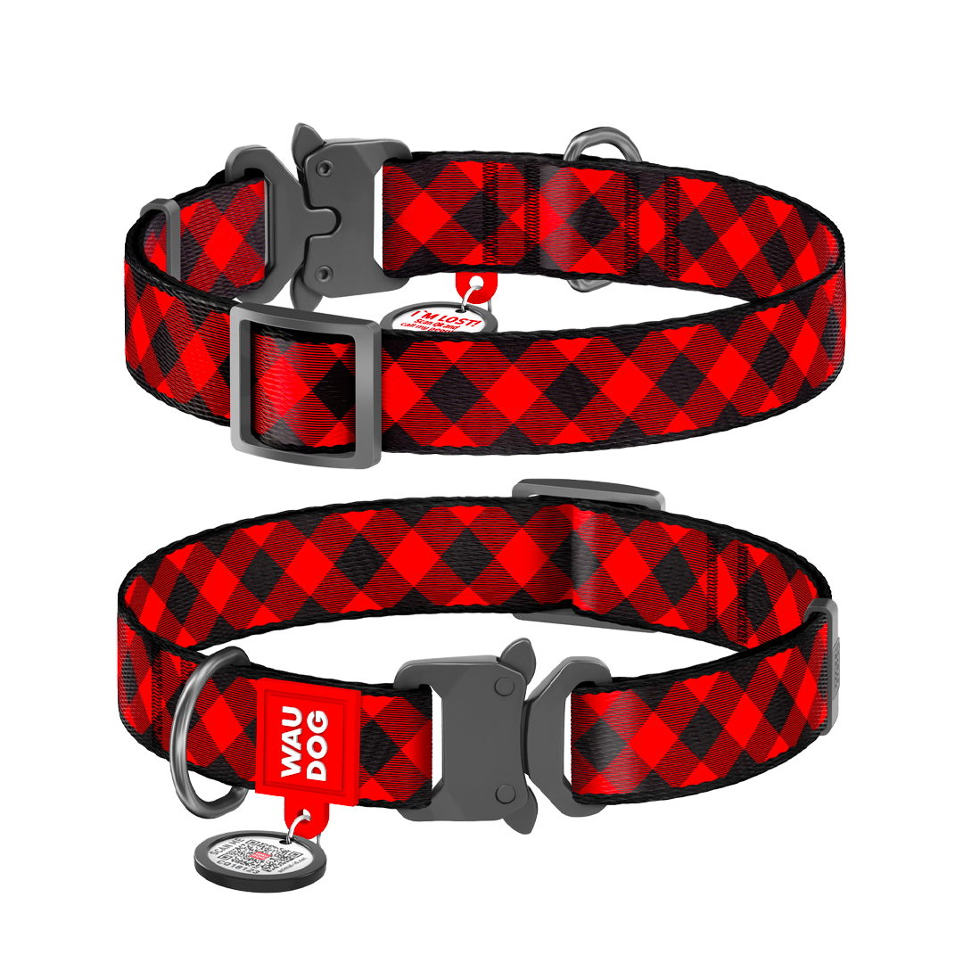 WAUDOG obojek nylonový Červená kostka QR fastex (37-58cm/2,5cm) WAUDOG obojek nylonový Červená kostka QR fastex (37-58cm/2,5cm)