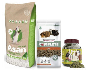 Balíček morče  - Asan aloe42 l , krmivo 1,75 kg, pamlsky