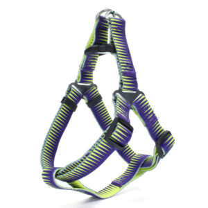 Vsepropejska Alsa fialovo – žlutý postroj pro psa Velikost: Obvod hrudníku 32 – 43 cm