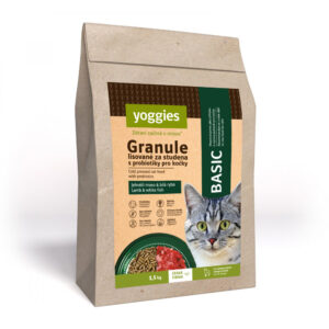 Yoggies Cat "Basic" granule pro kočky, lisované za studena s probiotiky 1,2kg