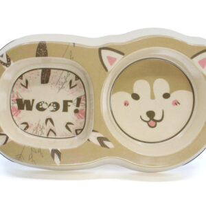 Vsepropejska Nolen dvojitá bambusová miska pro psa Barva: Béžová