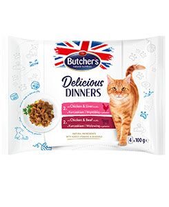 Butcher’s Butcher’s Cat Delic.Dinners kuř+ját/kuř+hov kaps4x100g