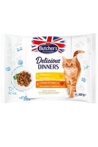 Butcher’s Butcher's Cat Delic.Dinners kuř/kuř+krůtí kapsa 4x100g