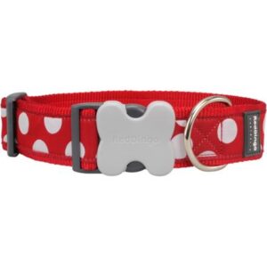 Obojek RD 40 mm x 37-55 cm - White Spots on Red