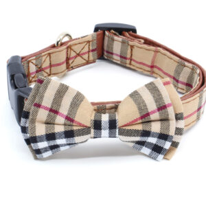 Vsepropejska Luky obojek s motýlkem | 24 – 55 cm Barva: Béžová, Obvod krku: 36 – 55 cm, Šířka: 2,5 cm