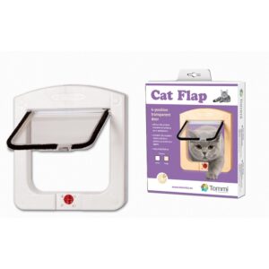 Cats Flaps 4 polohová průchozí dvířka pro kočky - bílá, 15x15cm