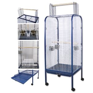 Voliéra pro papoušky ATLANTA - modro-bílá, 60 x 54,5 x 147,5cm