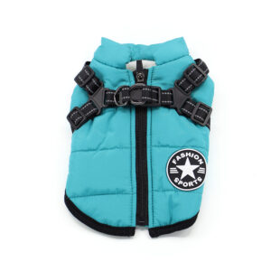 Vsepropejska Achar zimní bunda pro psa s postrojem Barva: Modrá, Délka zad (cm): 56, Obvod hrudníku: 75 – 79 cm