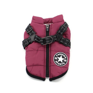 Vsepropejska Achar zimní bunda pro psa s postrojem Barva: Fialová, Délka zad (cm): 30, Obvod hrudníku: 41 – 45 cm