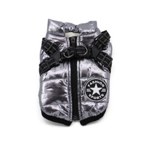 Vsepropejska Achar zimní bunda pro psa s postrojem Barva: Šedá, Délka zad (cm): 22, Obvod hrudníku: 34 – 36 cm