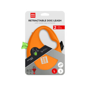 WAUDOG vodítko samonavíjecí se zásobníkem na sáčky Oranžové 40kg/5m/L