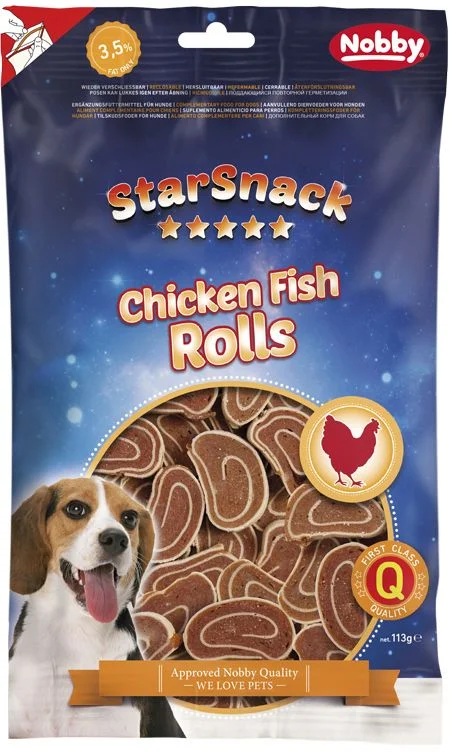 Nobby StarSnack Chicken Fish Rolls pamlsky 113g Nobby StarSnack Chicken Fish Rolls pamlsky 113g