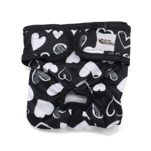 Dusty hárací kalhotky pro psa – vsepropejska.cz Barva: Černé srdce, Obvod slabin (cm): 48 – 86