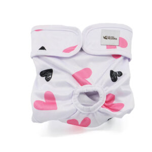 Dusty hárací kalhotky pro psa – vsepropejska.cz Barva: Bíle srdce, Obvod slabin (cm): 36 – 54