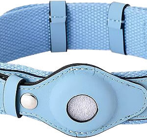 Petify Kožený obojek pro psa Buddy s pouzdrem na AirTag modrý Velikost: S