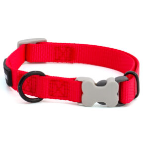 Vsepropejska Nimi obojek pro psa | 23 – 63 cm Barva: Červená, Obvod krku: 37 – 54 cm, Šířka: 2 cm