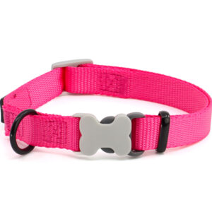 Vsepropejska Nimi obojek pro psa | 23 – 63 cm Barva: Tmavě růžová, Obvod krku: 37 – 54 cm, Šířka: 2 cm