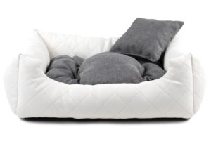 Vsepropejska Delux kožený pelech pro psa s polštářkem Barva: Bílá, Rozměr (cm): 65 x 55