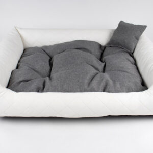 Vsepropejska Delux kožený pelech pro psa s polštářkem Barva: Bílá, Rozměr (cm): 90 x 75