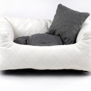 Vsepropejska Delux kožený pelech pro psa s polštářkem Barva: Bílá, Rozměr (cm): 55 x 45