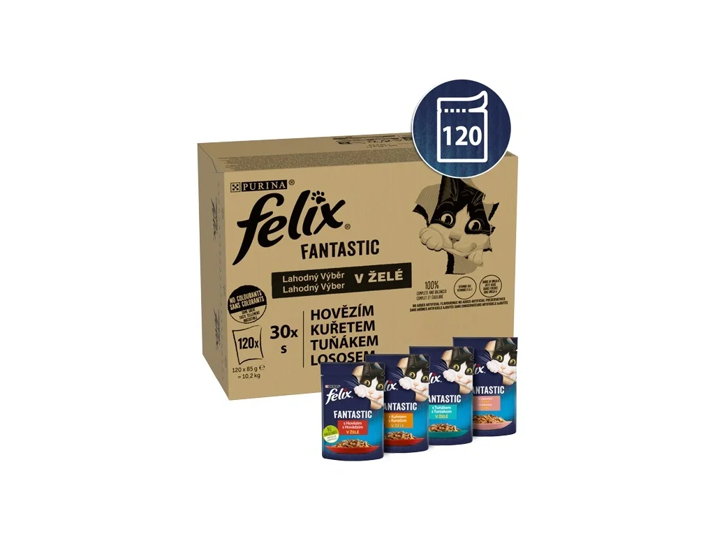 Felix Fantastic Multipack masový výběr v želé 120x85g Felix Fantastic Multipack masový výběr v želé 120x85g