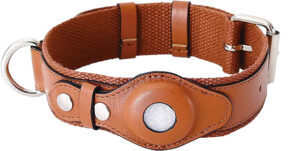 Petify Kožený obojek pro psa Buddy s pouzdrem na AirTag hnědý Velikost: S