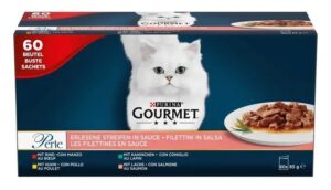 Gourmet Perle hovězí, kuřecí, králičí a losos 60 x 85 g