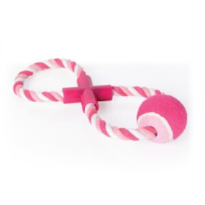 Bavlněné přetahovadlo s tenisákem - osma, 35cm - hračky pro psy