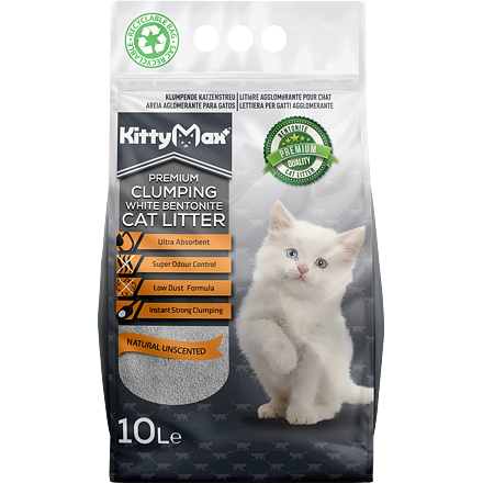 KITTYMAX hrudkující, bezprašný bílý bentonit 10 l KITTYMAX hrudkující, bezprašný bílý bentonit 10 l