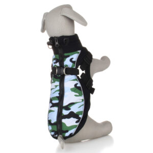 Vsepropejska Pinta zimní bunda pro psa s postrojem Barva: Modrá, Délka zad (cm): 34, Obvod hrudníku: 42 – 46 cm