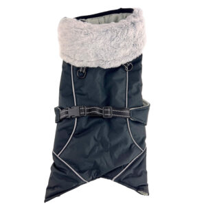 Vsepropejska Furila bunda pro psa s kožíškem Barva: Černá, Délka zad (cm): 61, Obvod hrudníku: 66 – 78 cm