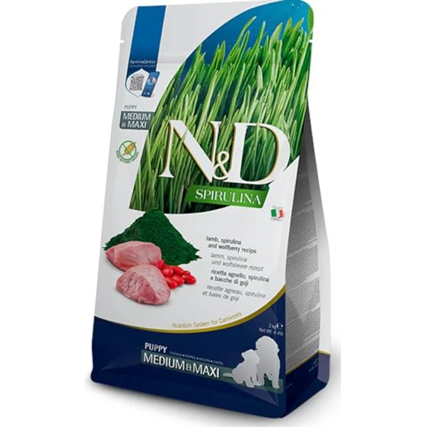 N&D SPIRULINA Dog GF Lamb & Wolfberry Puppy Medium & Maxi 2 kg N&D SPIRULINA Dog GF Lamb & Wolfberry Puppy Medium & Maxi 2 kg