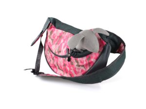 Vsepropejska Travel 2 taška pro psa přes rameno Barva: Růžový-maskáč, Dle váhy psa: do 2 kg